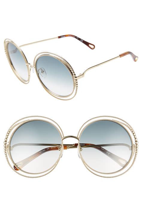 chloe carlina 58mm round sunglasses